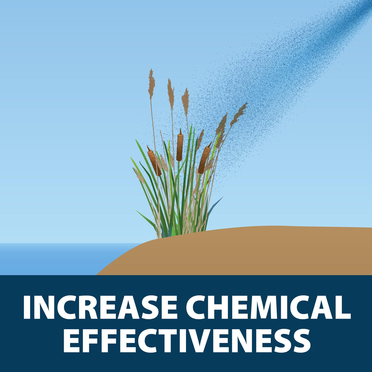 Airmax Treatment Booster Plus breaking water surface tension for submerged weeds.