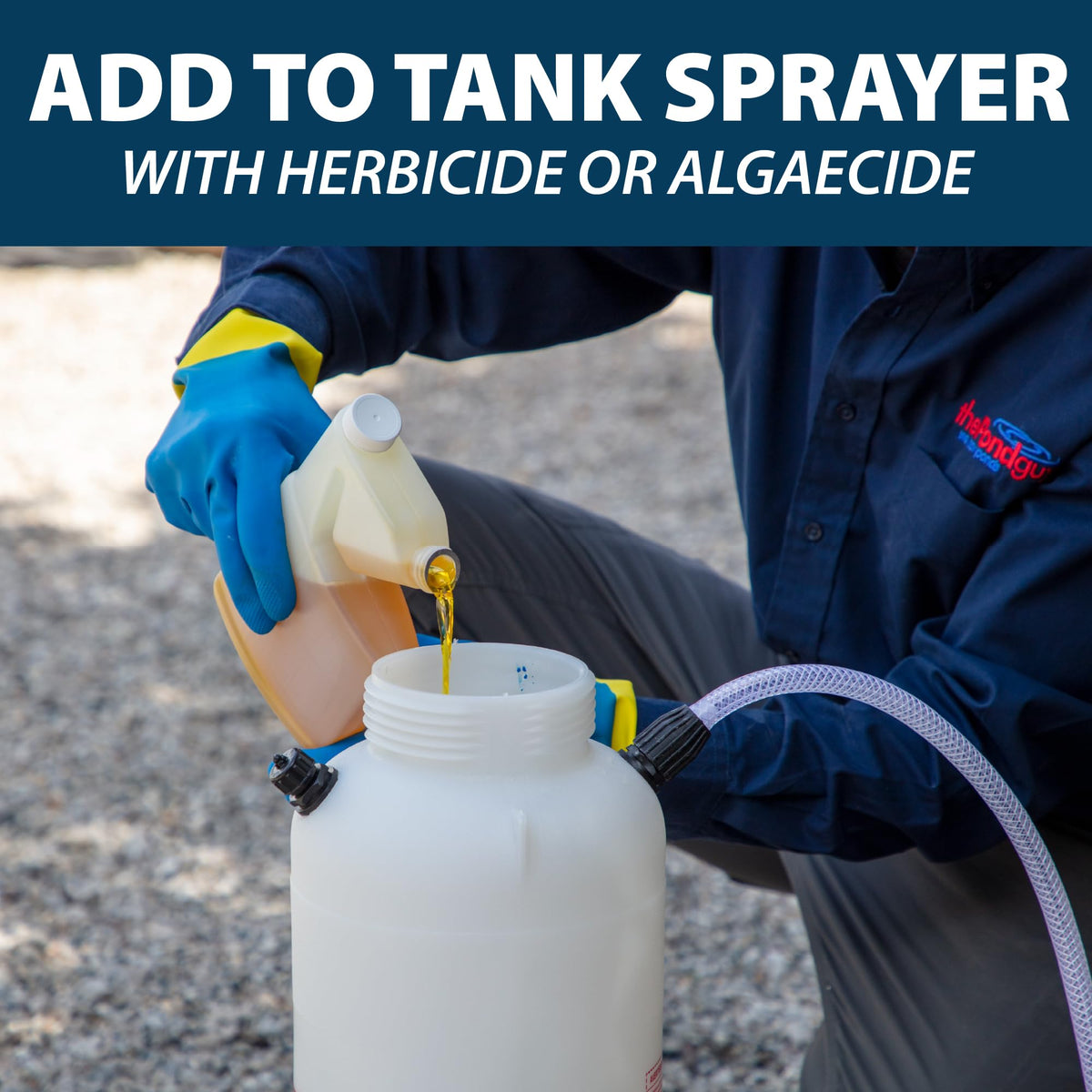 Airmax Treatment Booster Plus measuring 2 oz per gallon guide.