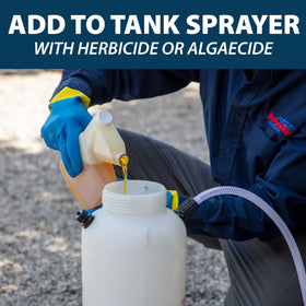Airmax Treatment Booster Plus measuring 2 oz per gallon guide.