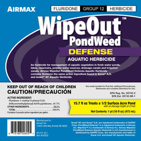 Airmax WipeOut bottle label close-up highlights the all-season solution.