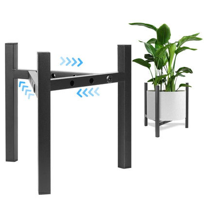 Airpark adjustable plant stand shows 8-12in width for versatile pot sizes