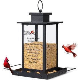 Airrioal Memorial Cardinal Bird Feeder front view with dual perches inviting multiple birds.
