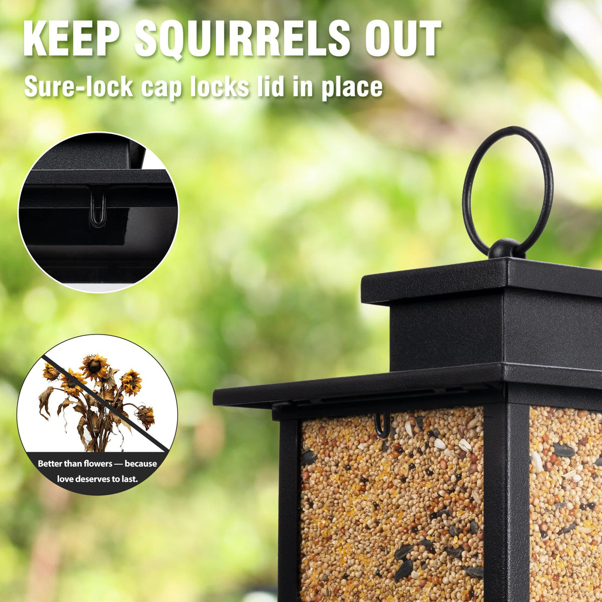 Airrioal Memorial Cardinal Bird Feeder top view shows 360-degree feeding access.