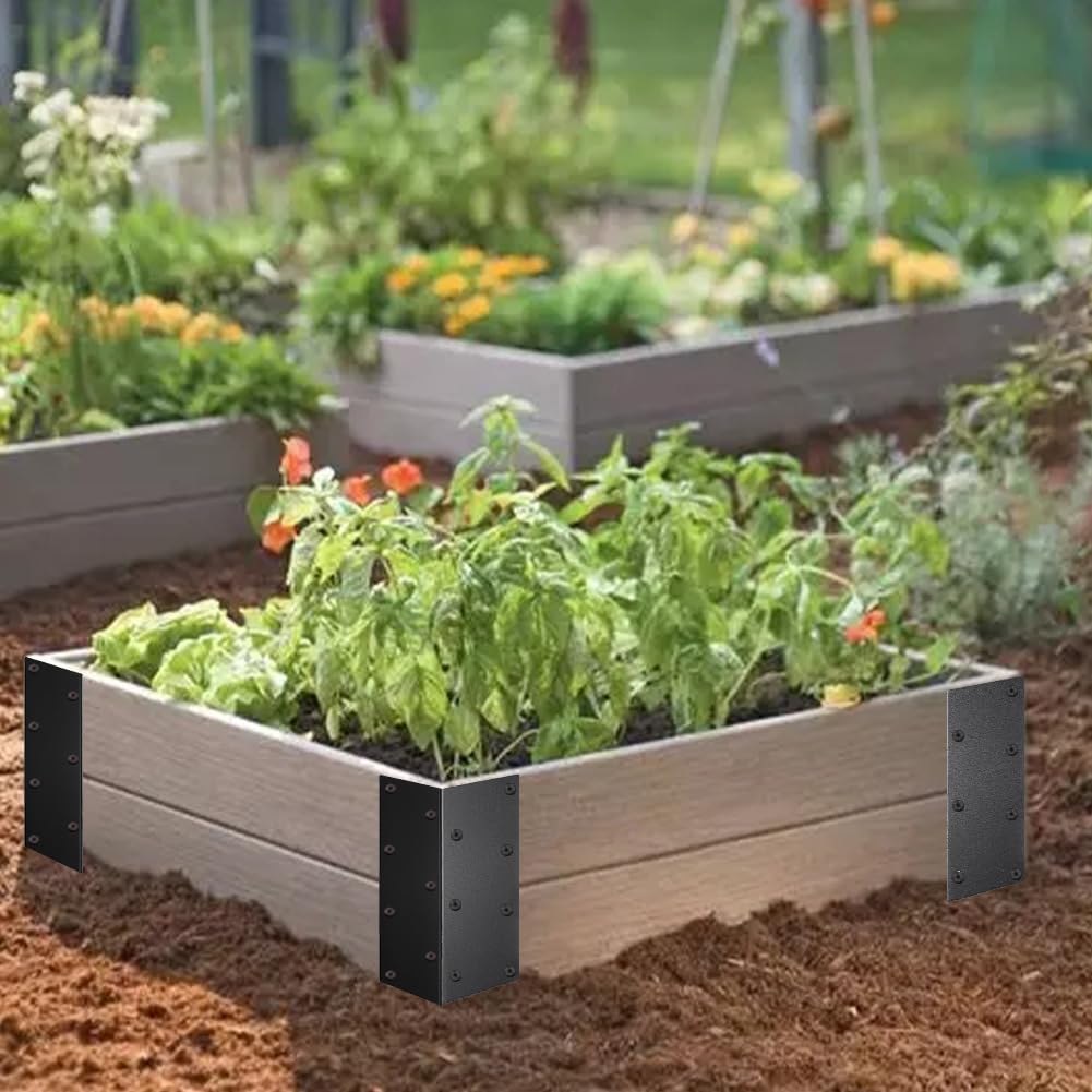 Airsnigi metal L-bracket 11x3x3 inch strengthens raised garden corners.