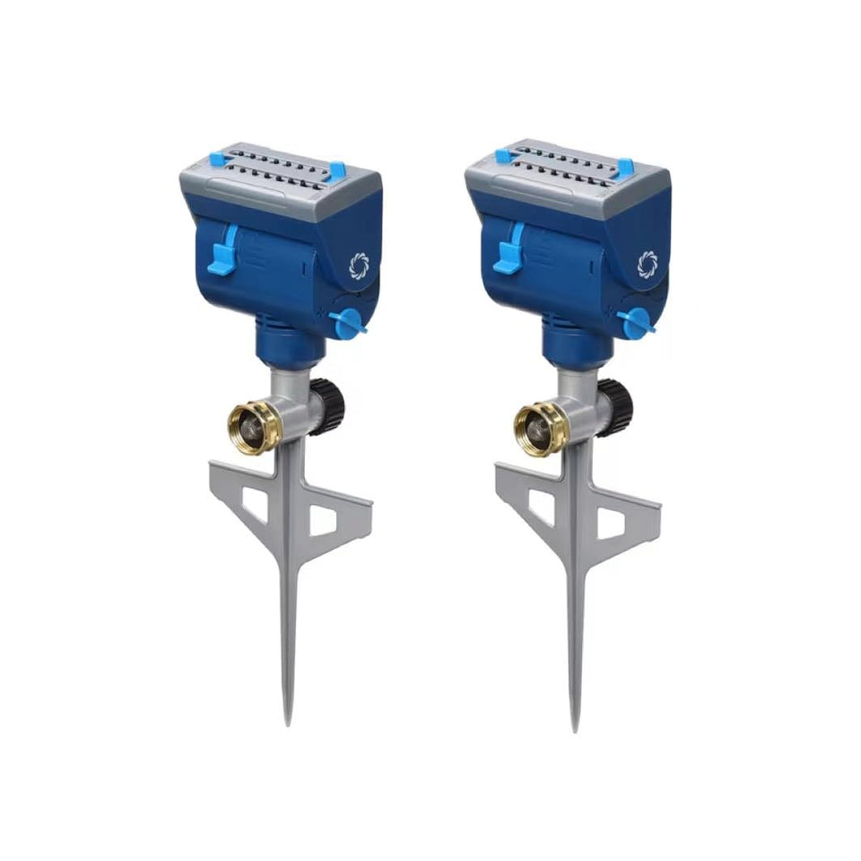 Airthereal AquaVive SR16 sprinkler with metal step spike for secure lawn installation and even coverage.
