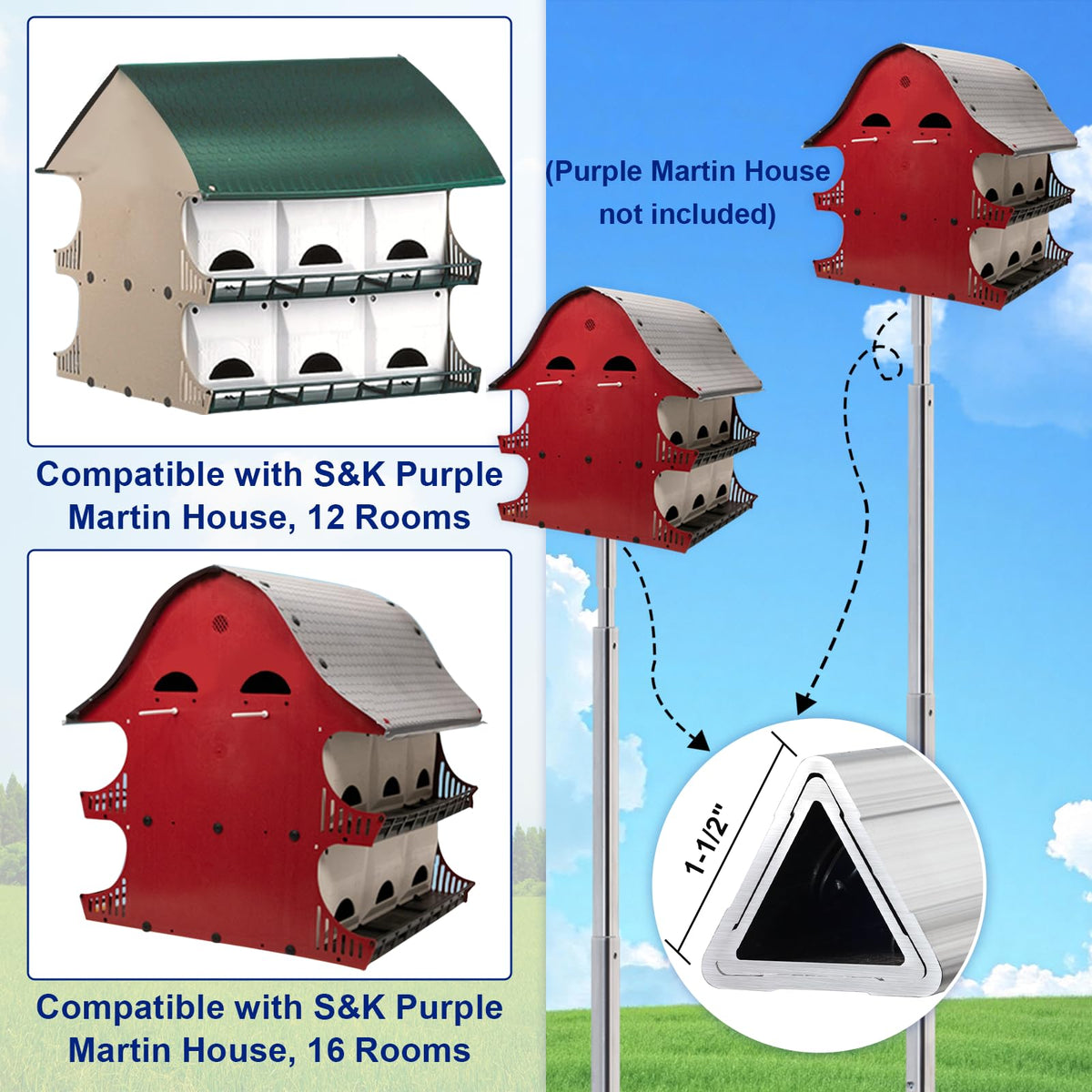 AirVows pole showing built‑in snap-lock joints for quick assembly