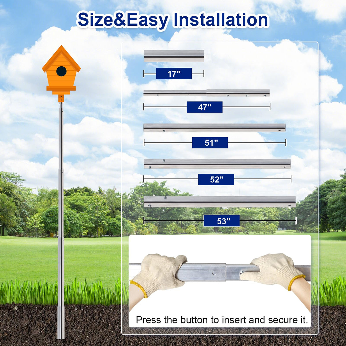 AirVows weather‑resistant pole maintaining upright position outdoors