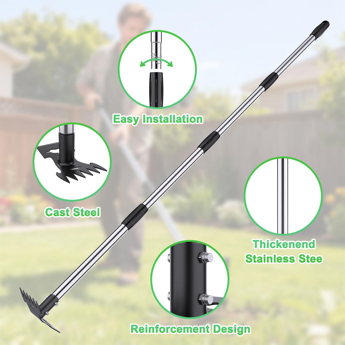 Aishkimo cast steel weed head offers durability and corrosion resistance.