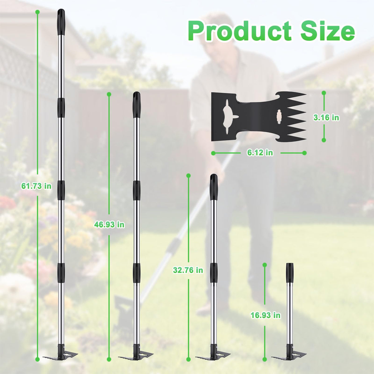 Aishkimo weeding tool tackles crabgrass and dandelions with confidence.