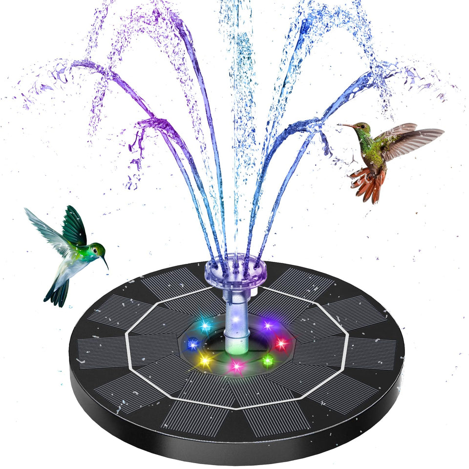AISITIN 3-5W LED solar fountain pump in action for day and night use