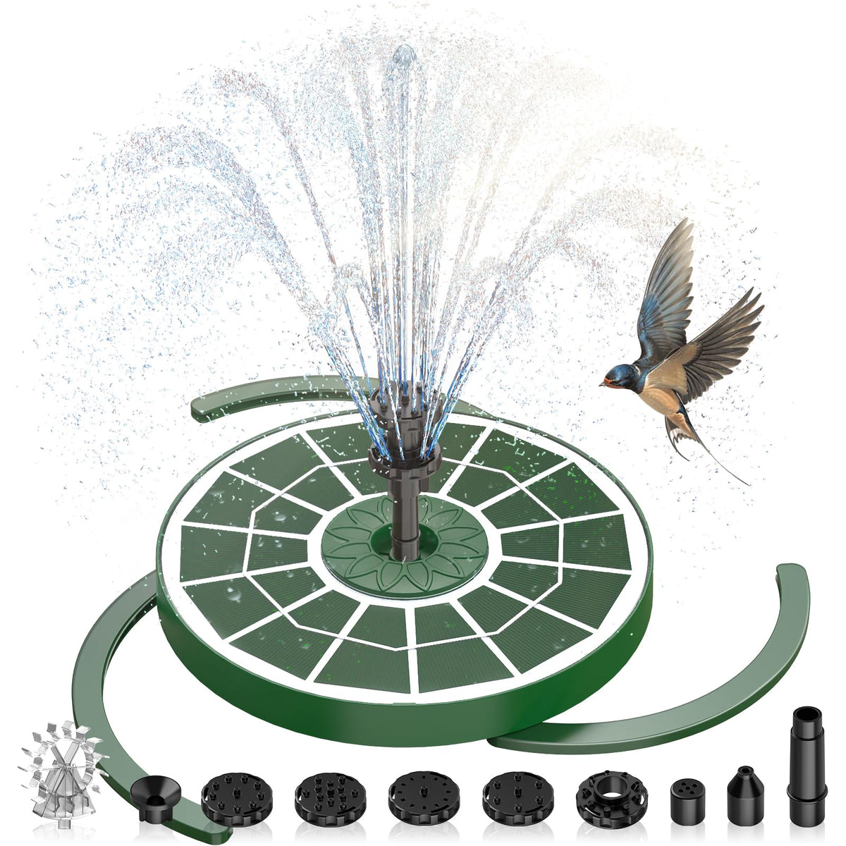 AISITIN 3.5W solar bird bath fountain in action, creating a steady water display.