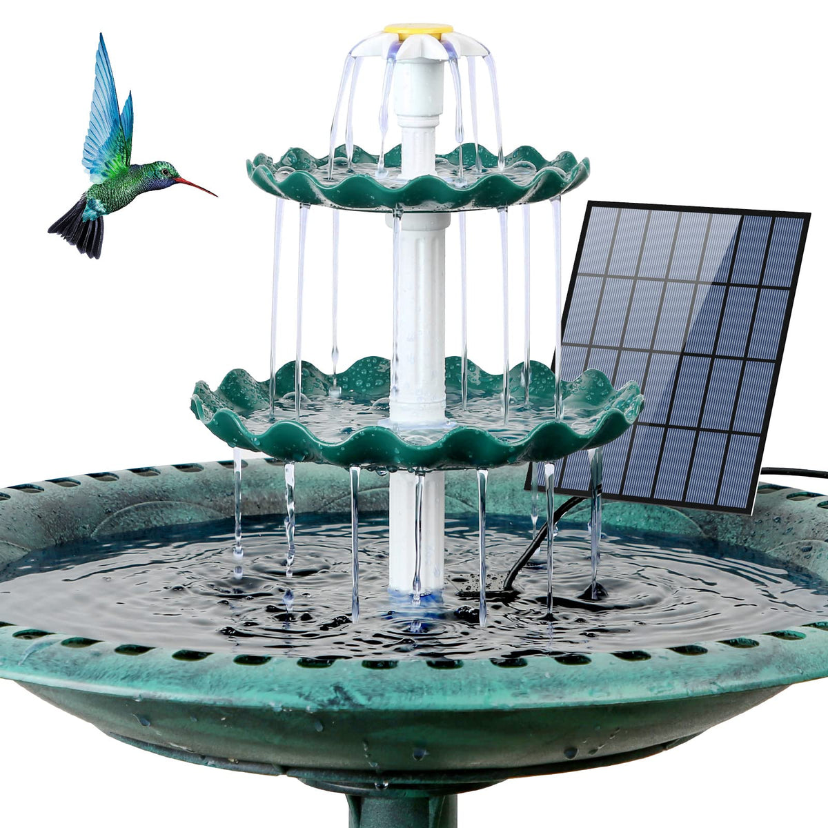 AISITIN 3-tier bird bath with pump in sunlight attracts birds to your garden