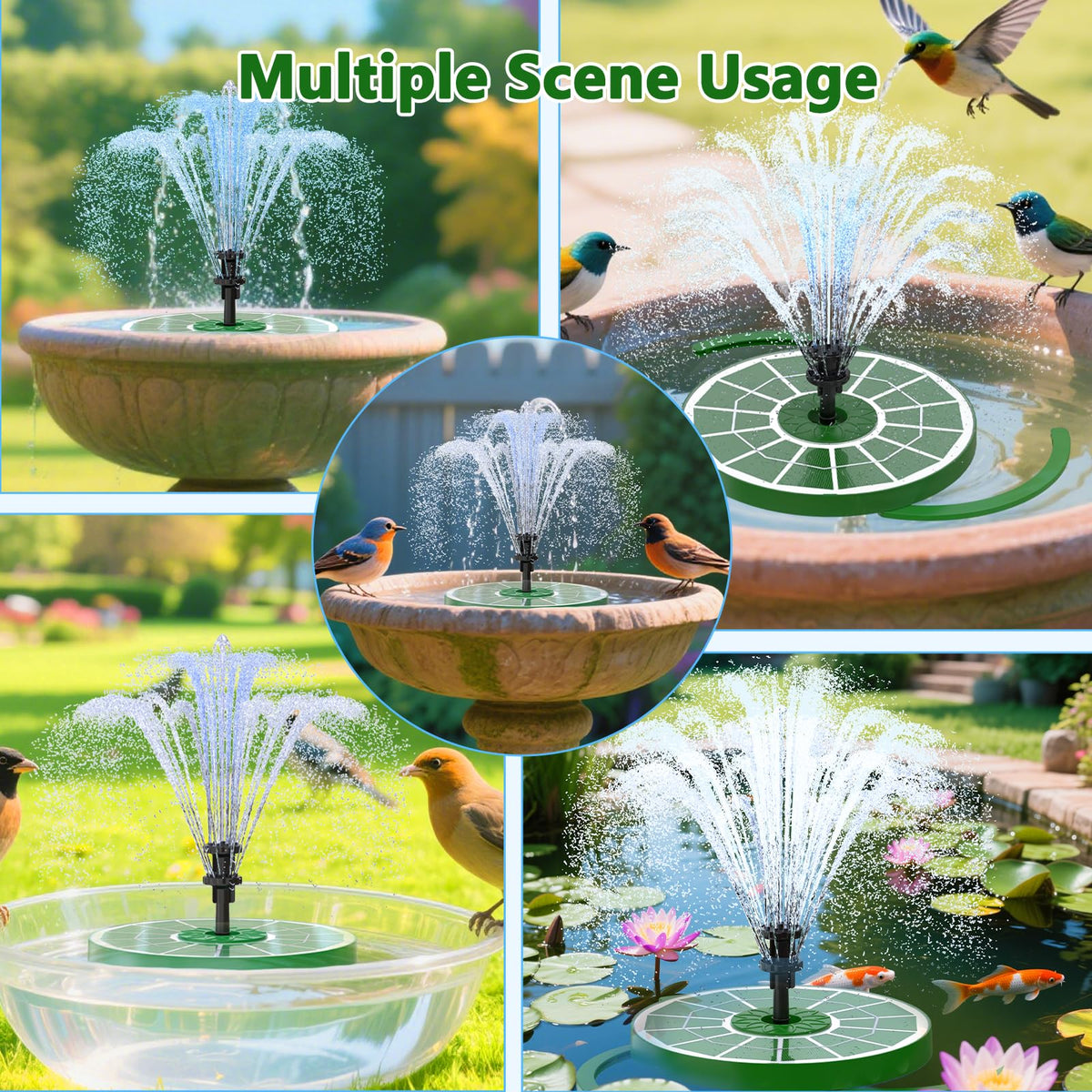 AISITIN battery-free operation uses sunlight for easy, eco-friendly fountain power.