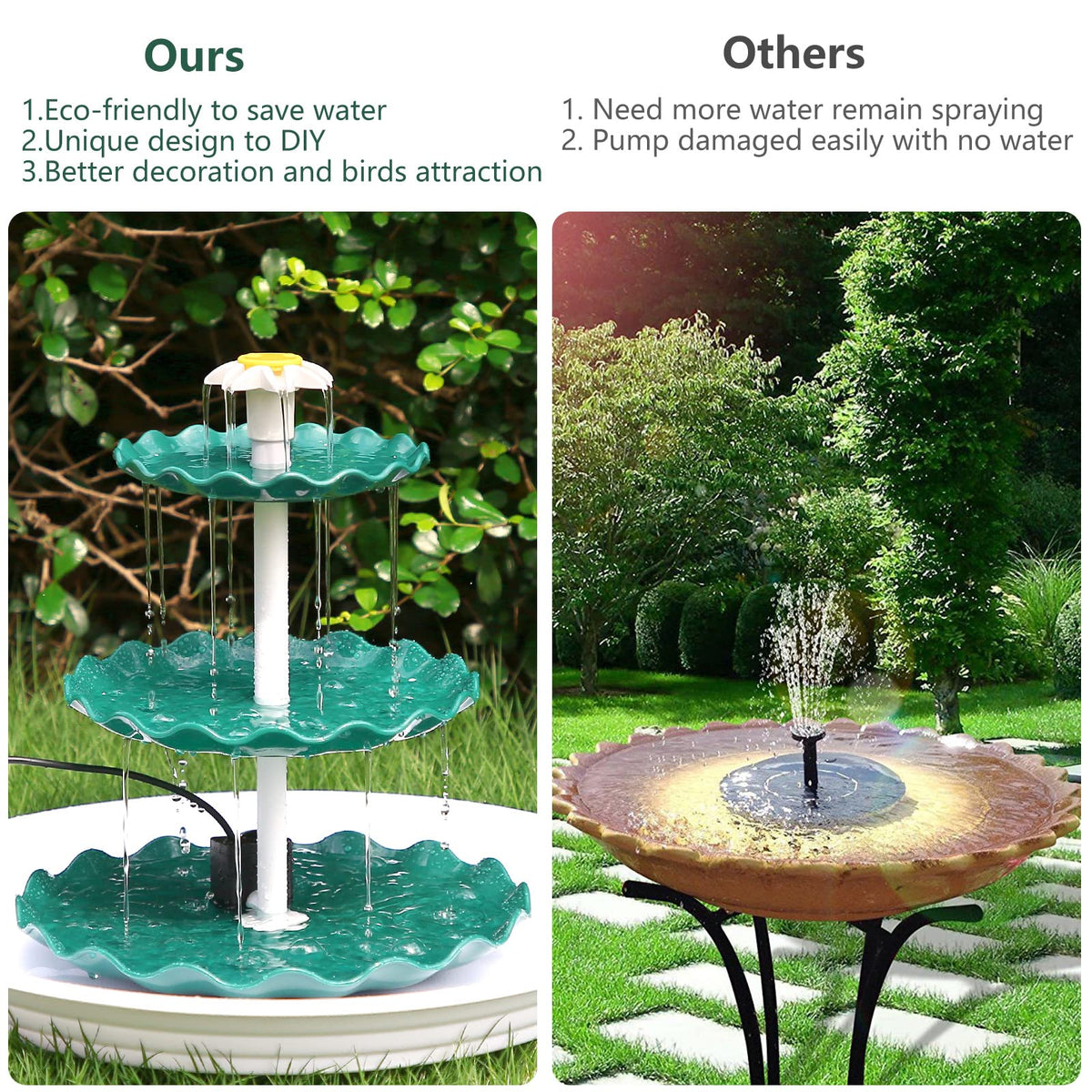 AISITIN detachable solar pump enables versatile DIY water features.
