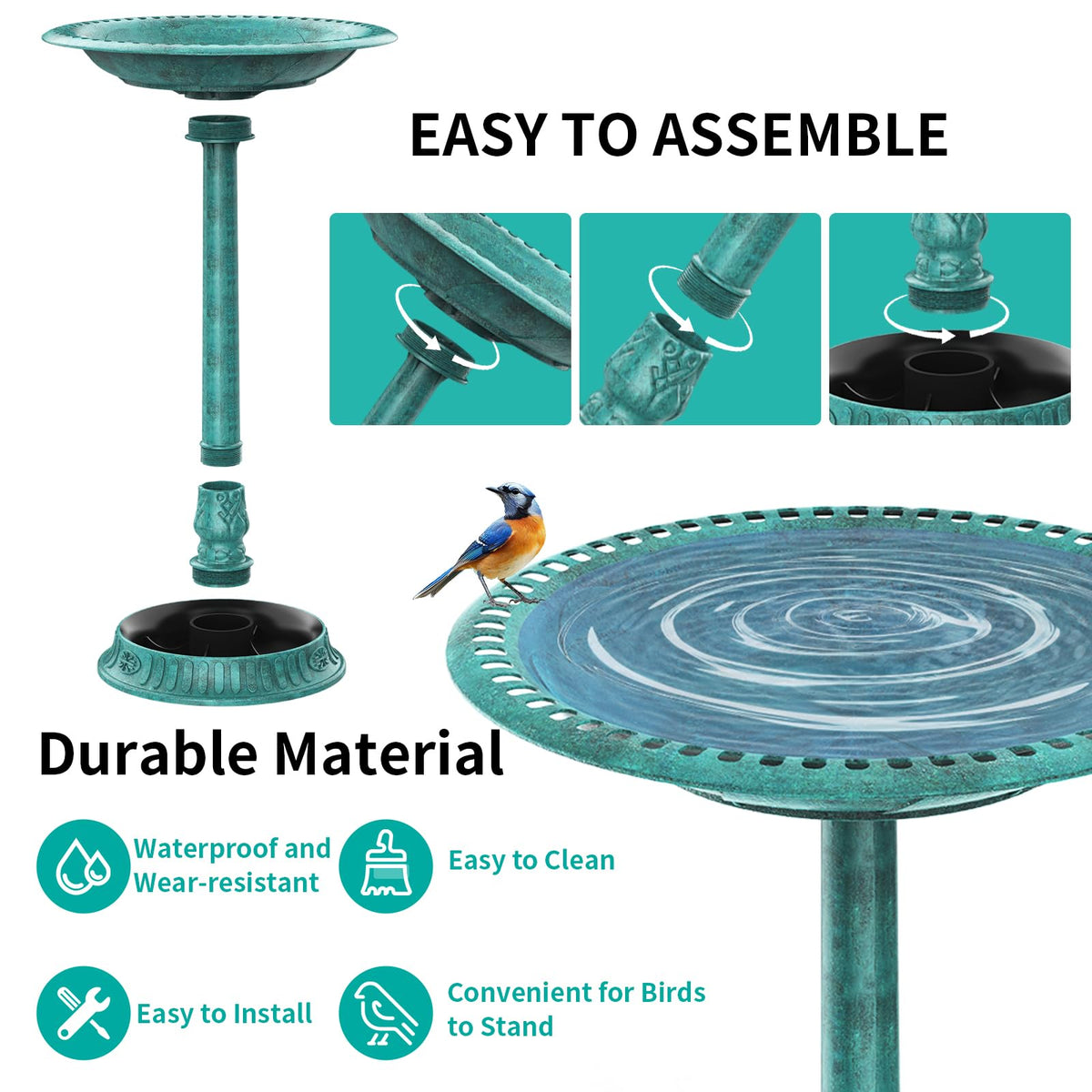 AISITIN eight nozzle patterns offer varied water displays for birds and butterflies