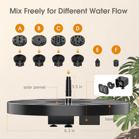 AISITIN birdbath with interchangeable fountain heads creates varied water patterns.