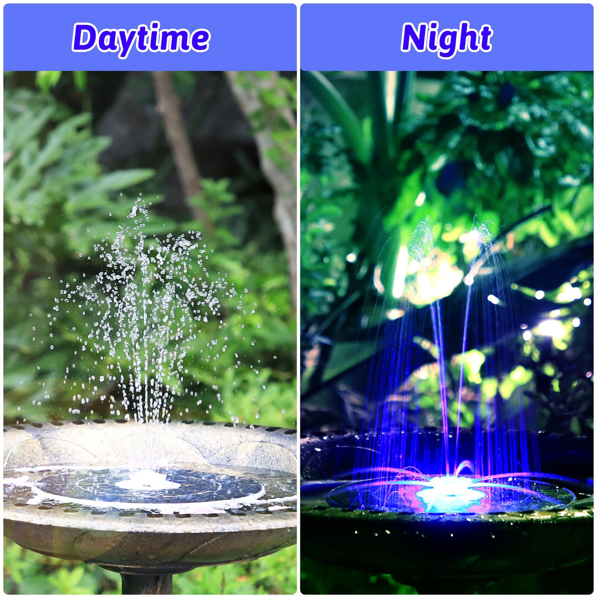 AISITIN LED colorful lights illuminate the fountain at night