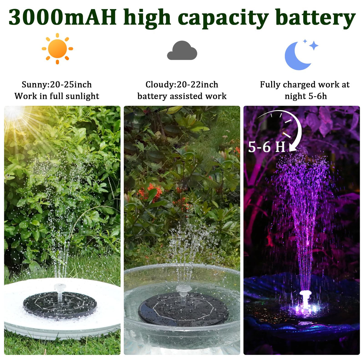 AISITIN solar bird bath fountain promoting pond aeration