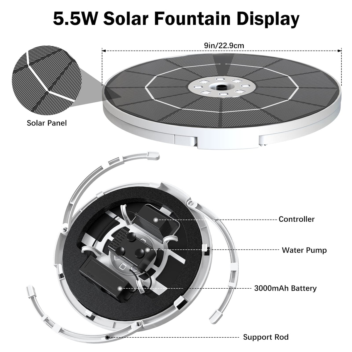 AISITIN solar fountain suits gardens and ponds for decorative circulation