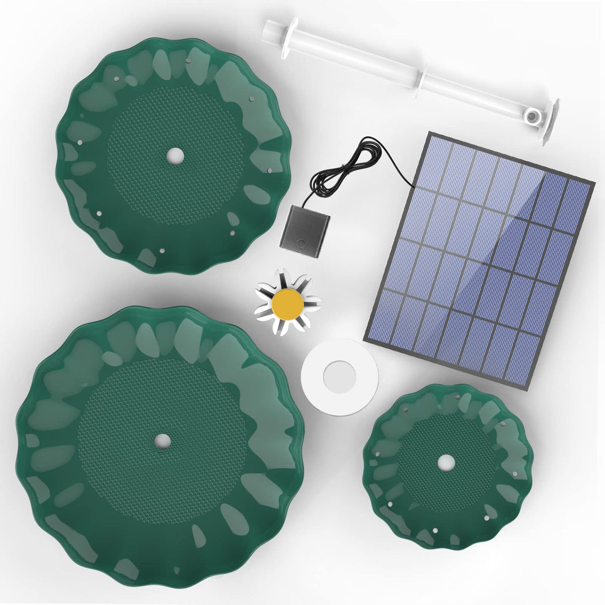 AISITIN solar fountain kit suitable for patios, gardens, and balconies.