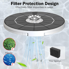 AISITIN solar fountain in night mode adds ambient lighting