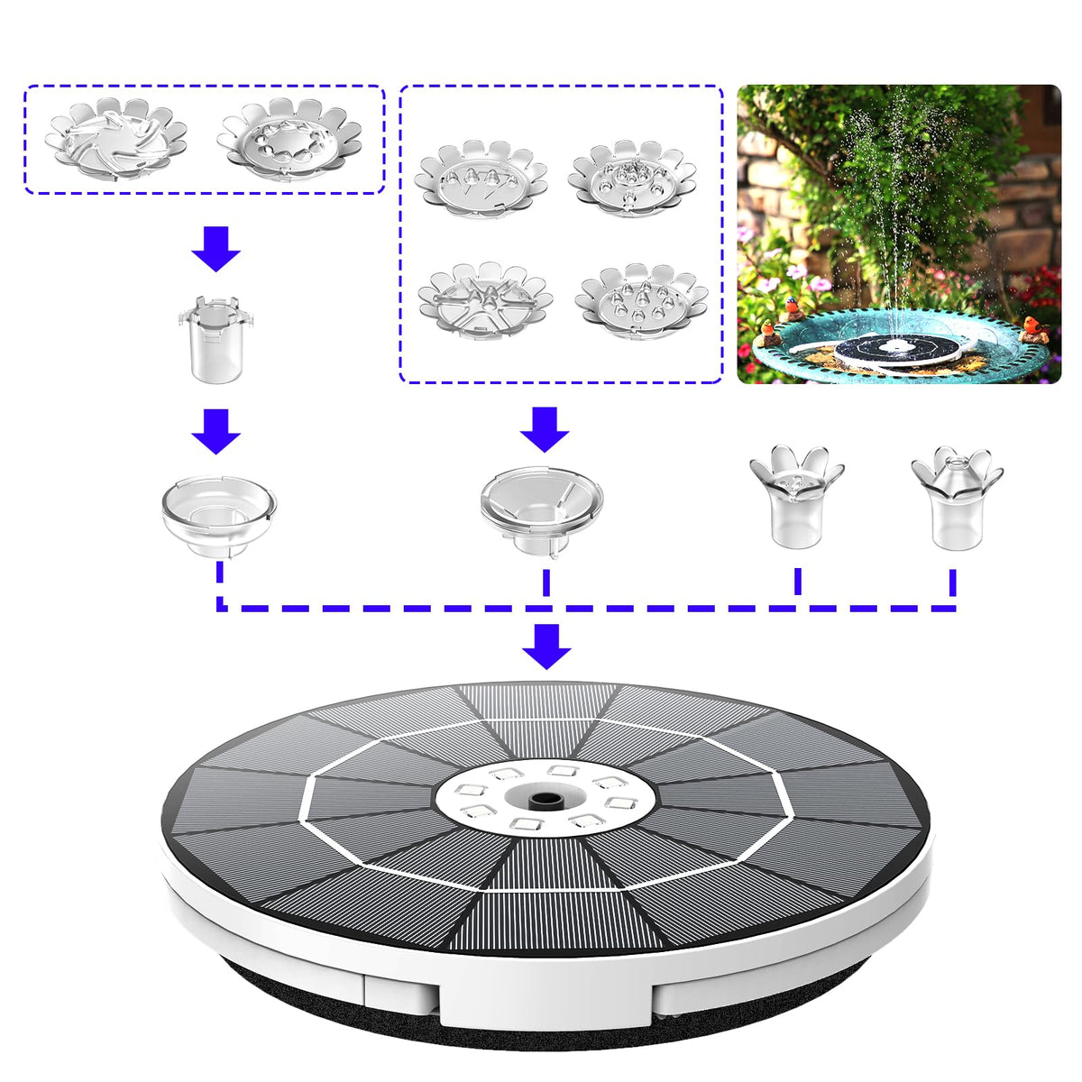 AISITIN solar fountain pump mounted for reliable daytime performance