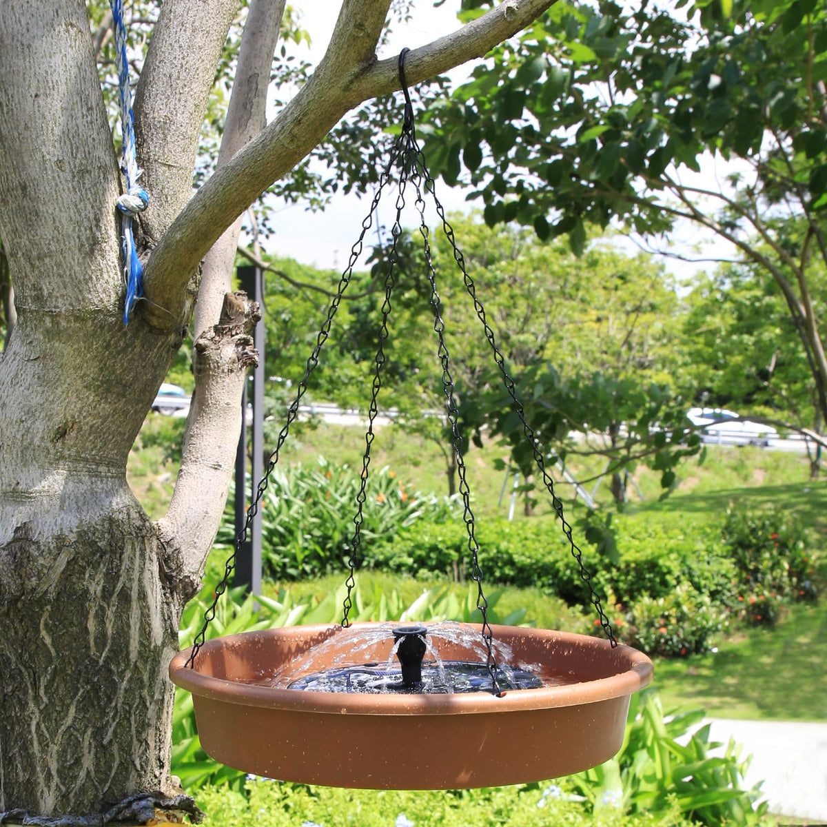 AISITIN solar panel powers a natural fountain attractant.
