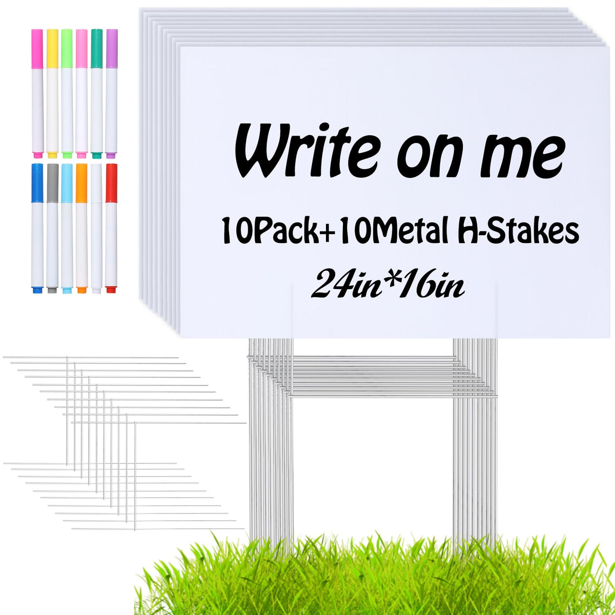 AITIKUE blank yard sign 24x16 front view with writable surface for notices