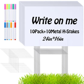 AITIKUE blank yard sign 24x16 front view with writable surface for notices