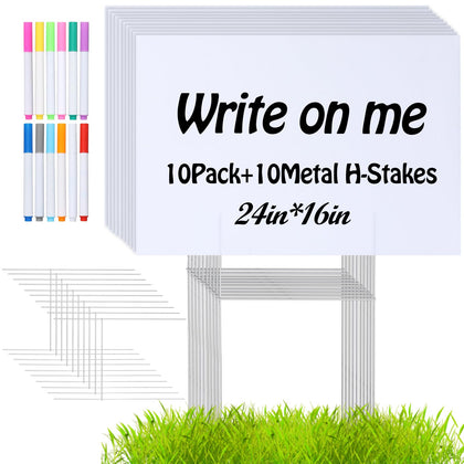 AITIKUE blank yard sign 24x16 front view with writable surface for notices