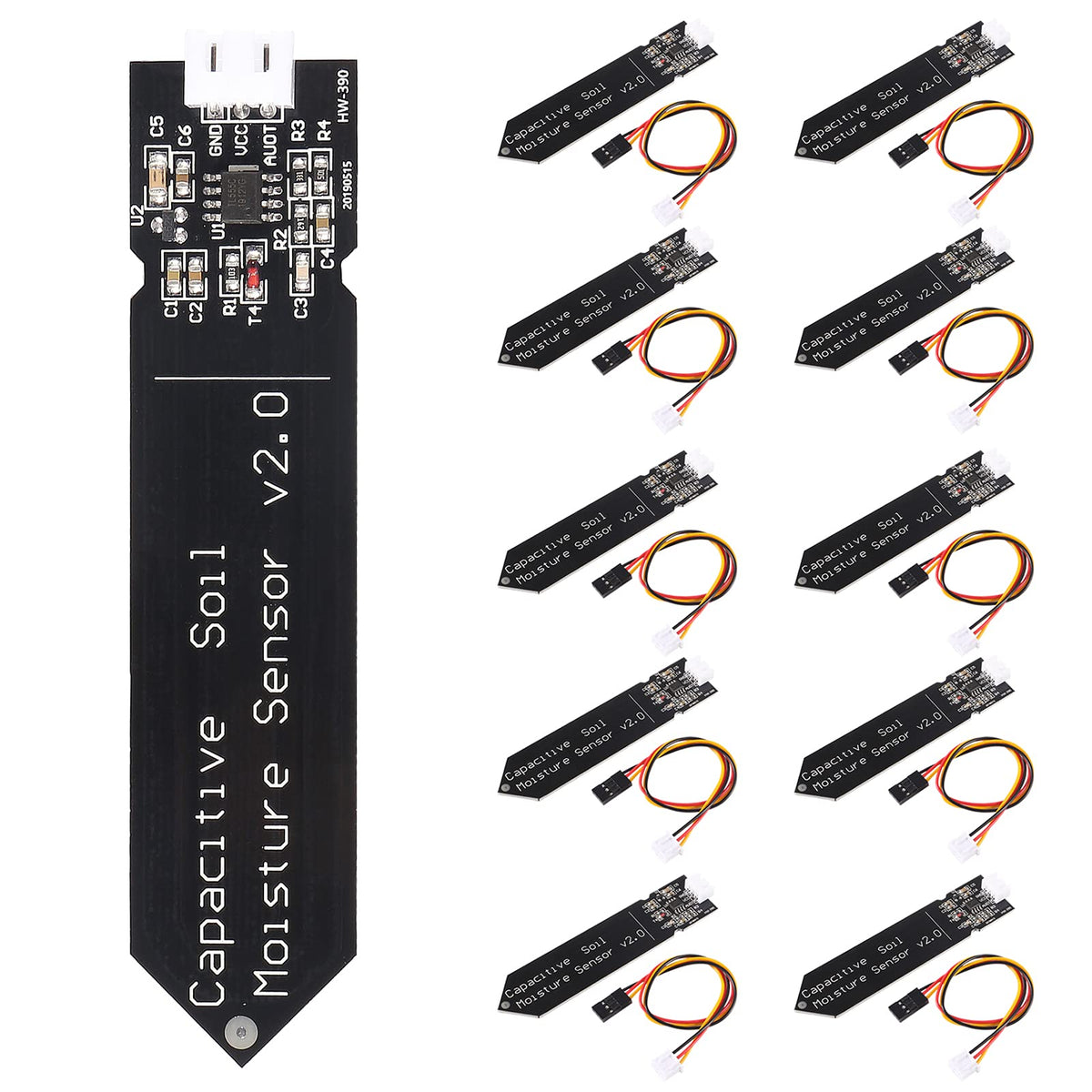 AITRIP capacitive soil moisture sensor pack ready for garden monitoring and DIY projects.