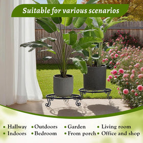 Aivkoif round wrought-iron planter stand suits indoor and outdoor spaces.