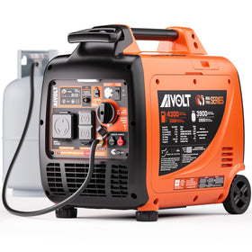 AIVOLT dual fuel 4300W generator with wheel kit enables easy mobility for camping.