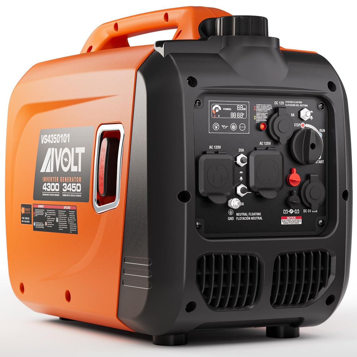 AIVOLT 4300W inverter generator front view for compact outdoor power