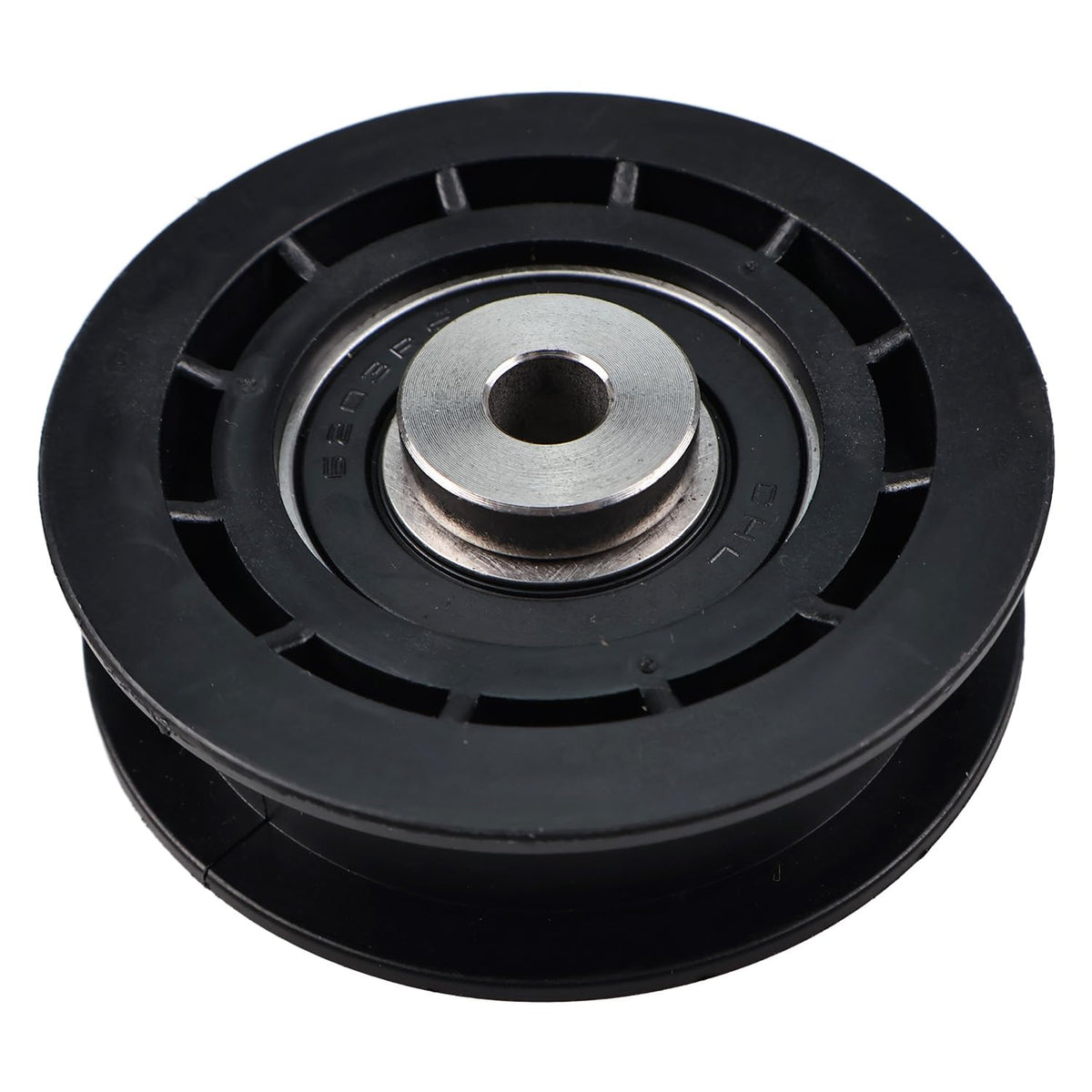 AIVWUMOT idler pulley 120-7082 top view improves belt alignment on Exmark mowers.