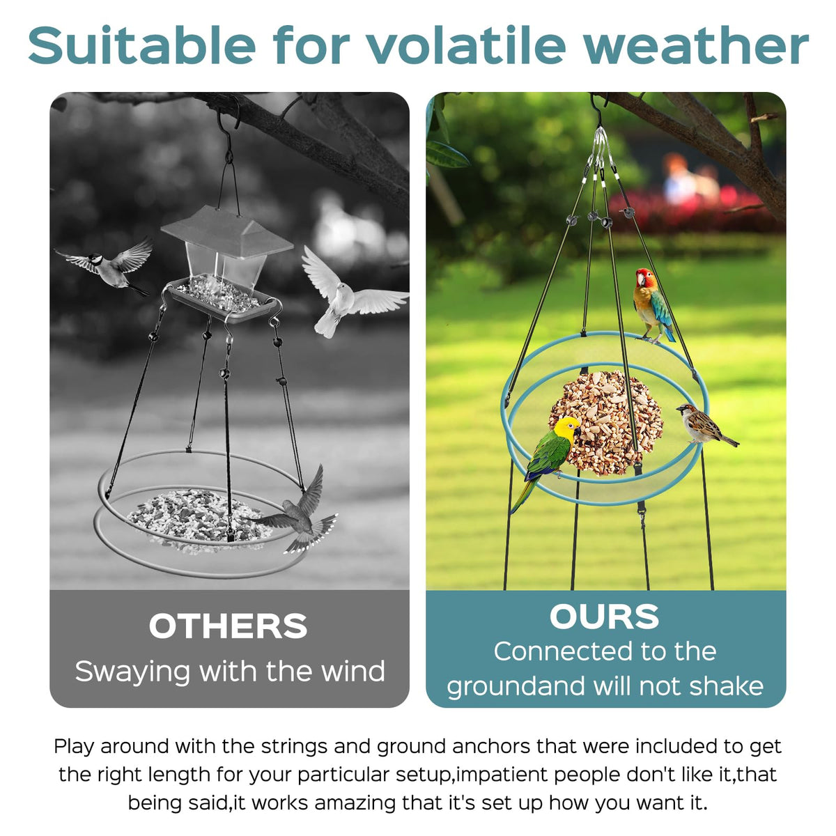 aiwrbwcey Adjustable cords and hooks secure under feeders