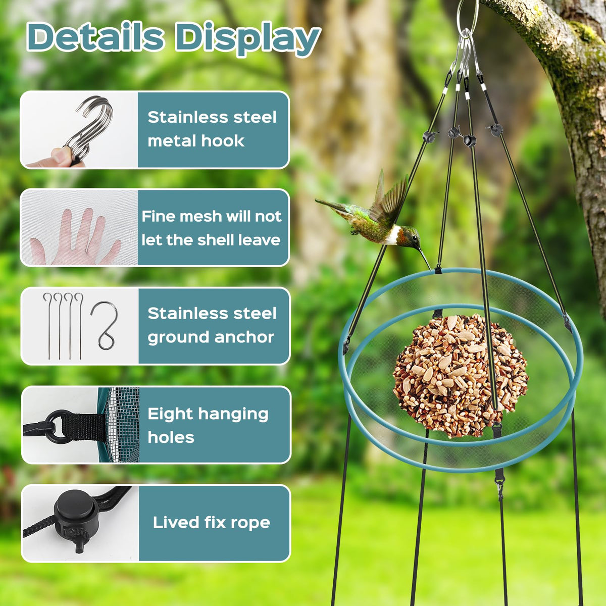 aiwrbwcey Open-design feeder tray accommodates several birds