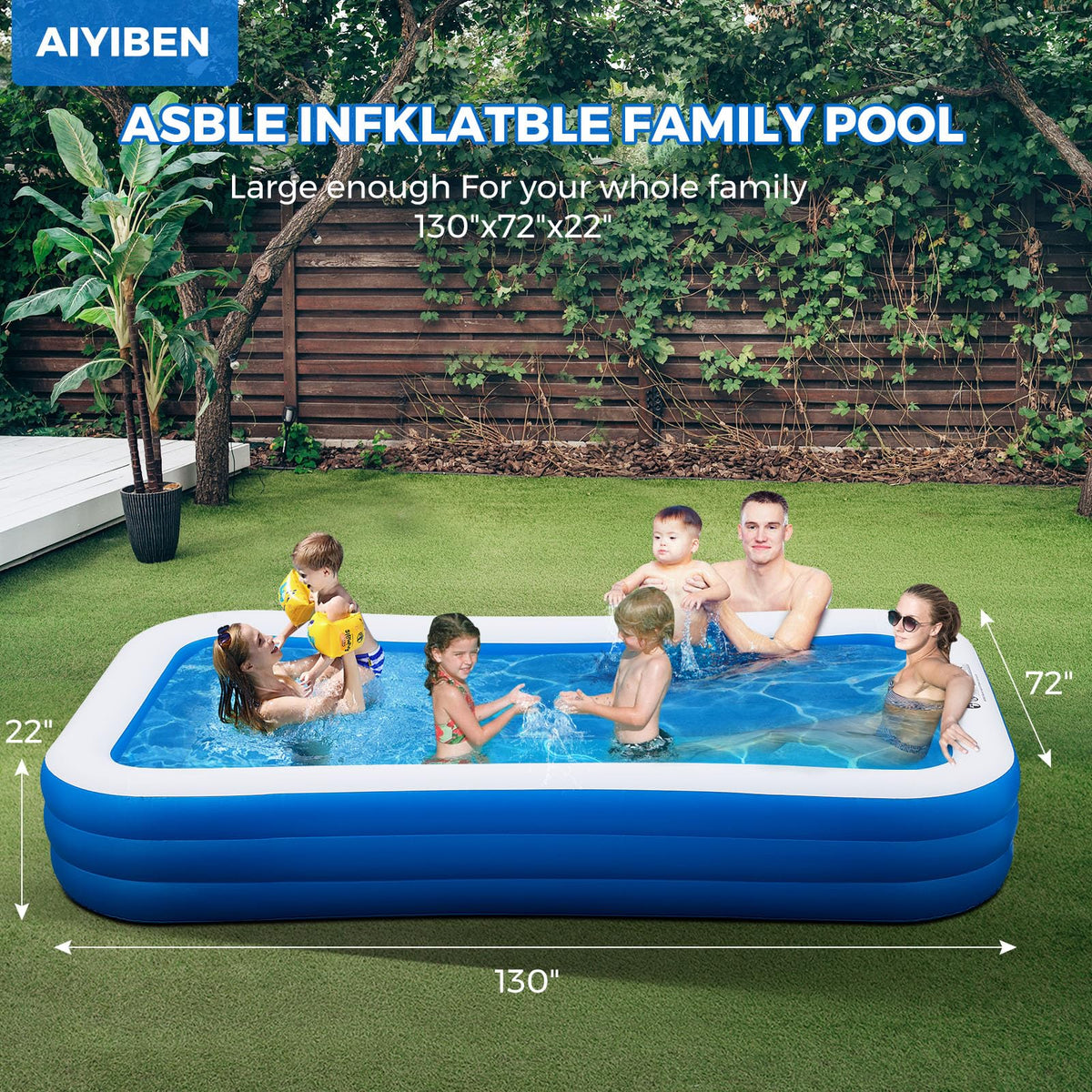 Durable PVC inflatable pool built for family fun in the backyard.