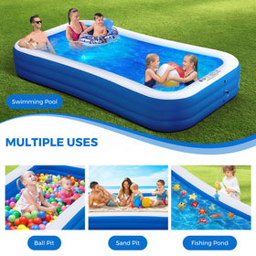 Wide, shallow pool ideal for kids and adults to relax together.
