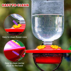 Aiyorse hummingbird feeder in use demonstrates easy cleaning action