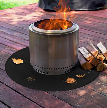 AIZEUSS Fire Pit Mat 36-Inch Round protects decks from embers and sparks.