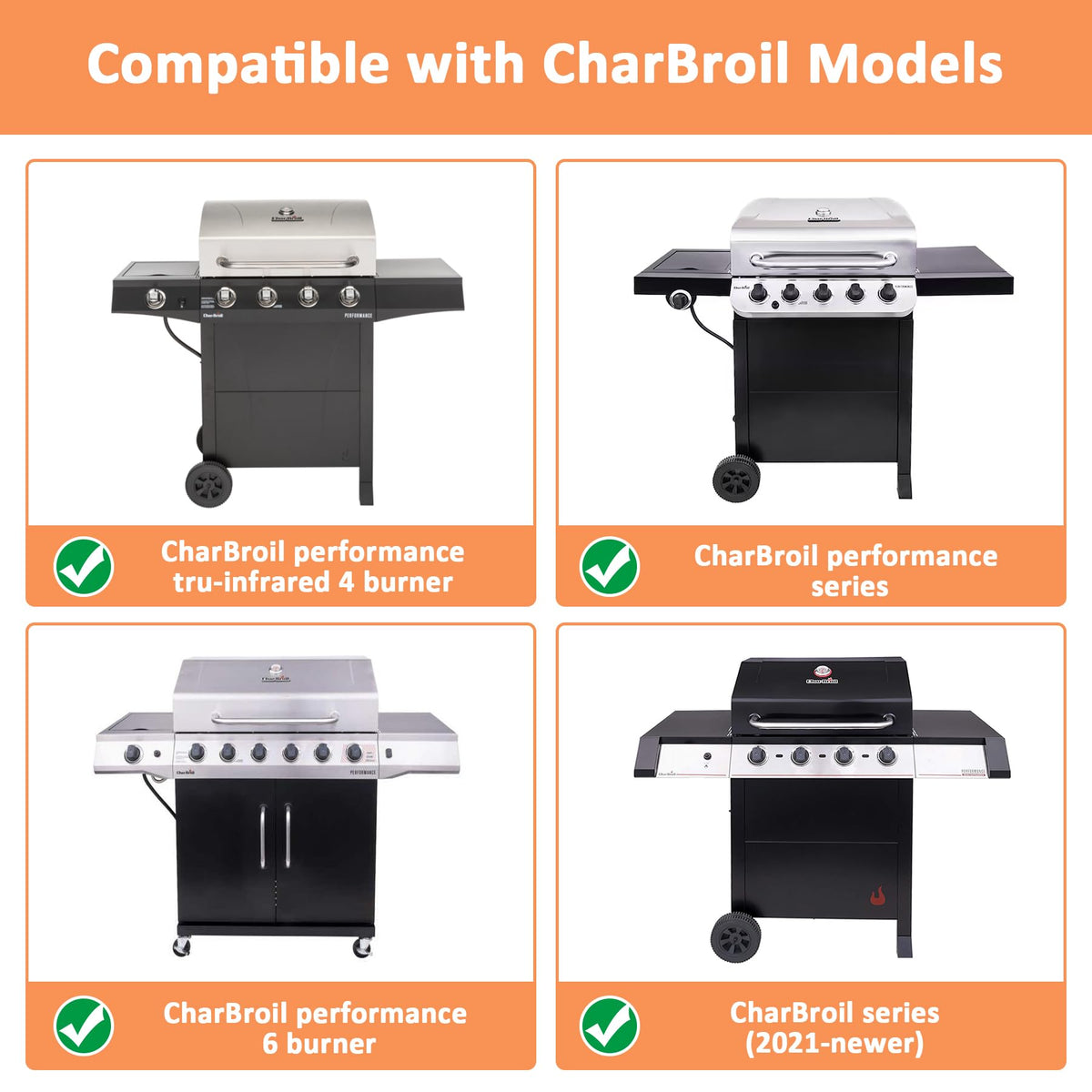 AJinTeby grease cup kit replacement shown with compatible CharBroil model range