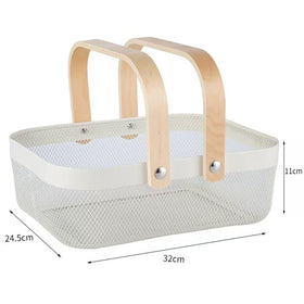 AJIODA storage organizer basket with silver finish keeps items tidy and reachable.