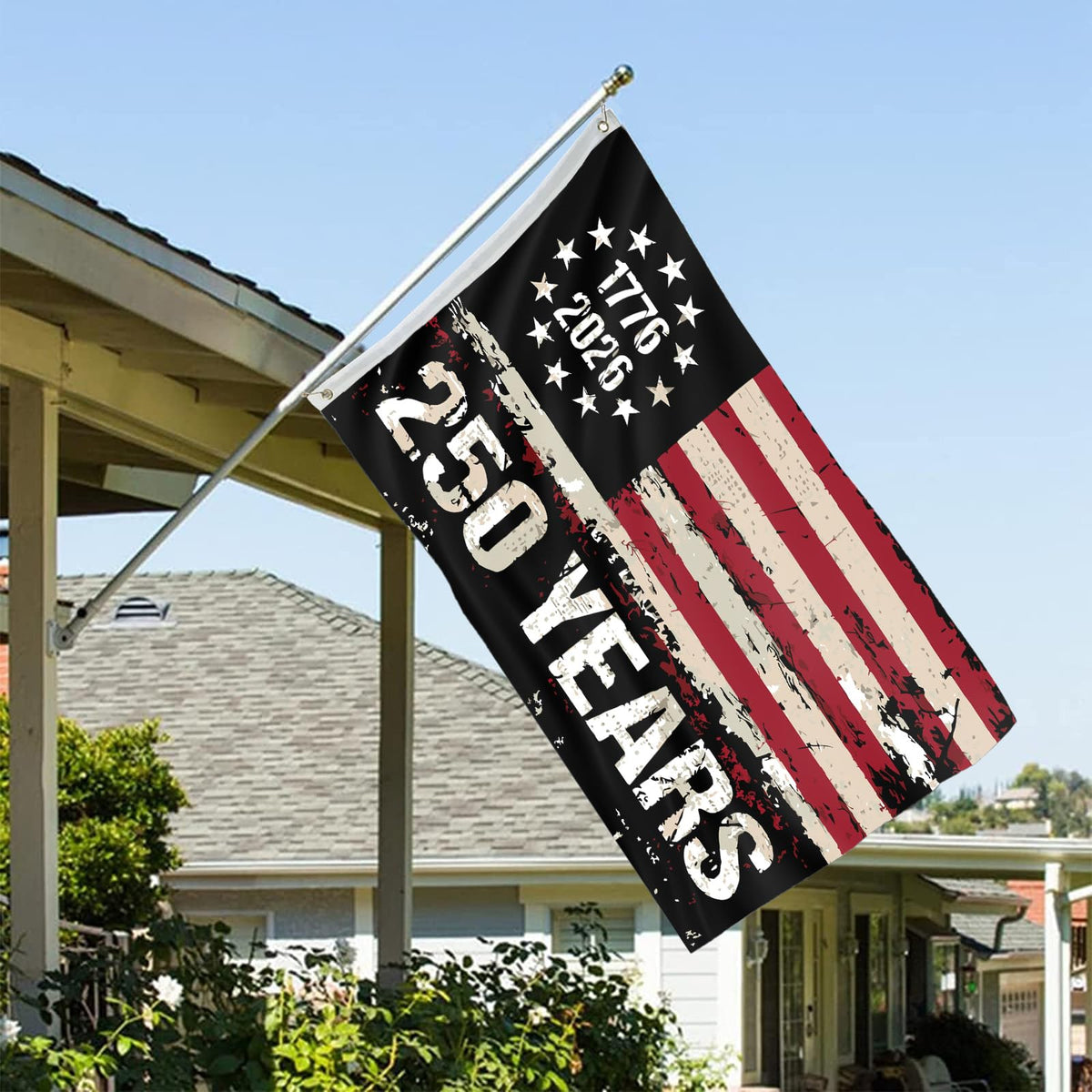 AJJSUE 250th anniversary flag 3-ply construction close-up showing durable fabric.