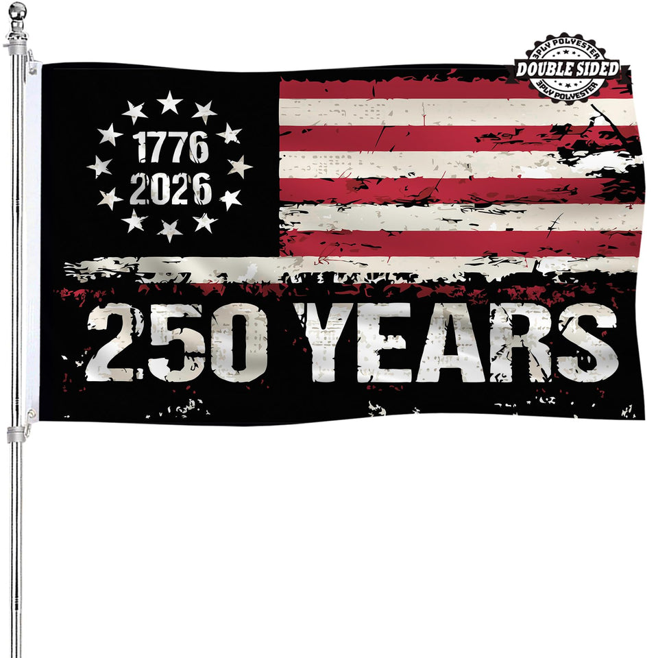 AJJSUE 250th anniversary flag, 3x5 double-sided, ideal for outdoor display and ceremonial recognition.