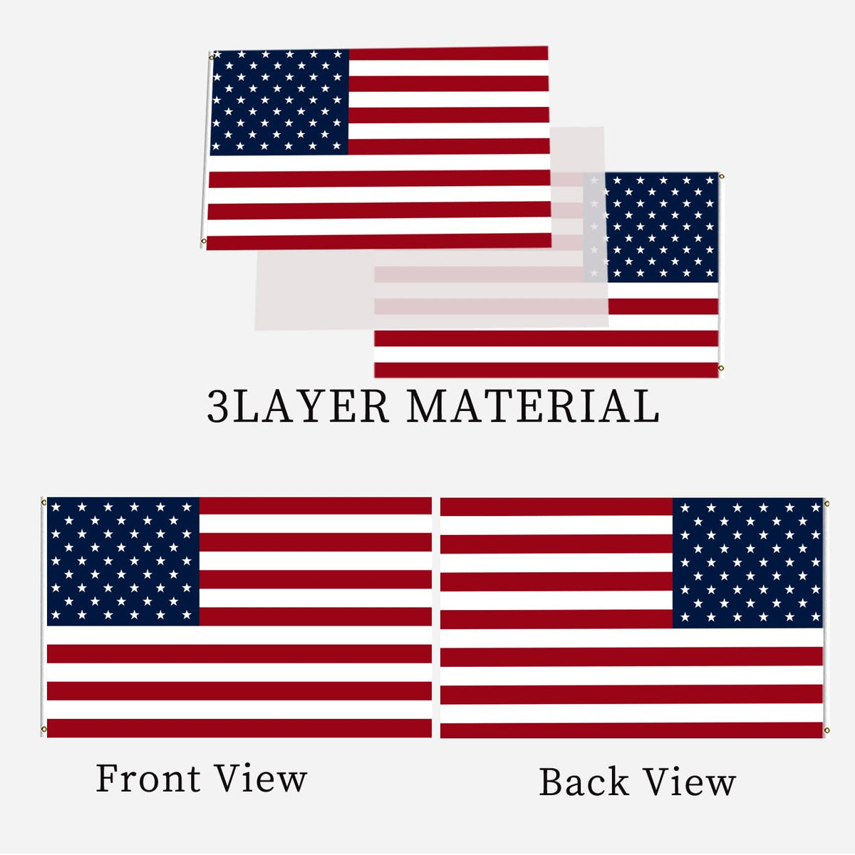 AJJSUE American Flag 3x5 with brass grommets enables secure hanging on outdoor poles.