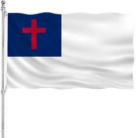 AJJSUE Christian flag 3x5 double-sided displays vivid faith symbols outdoors.