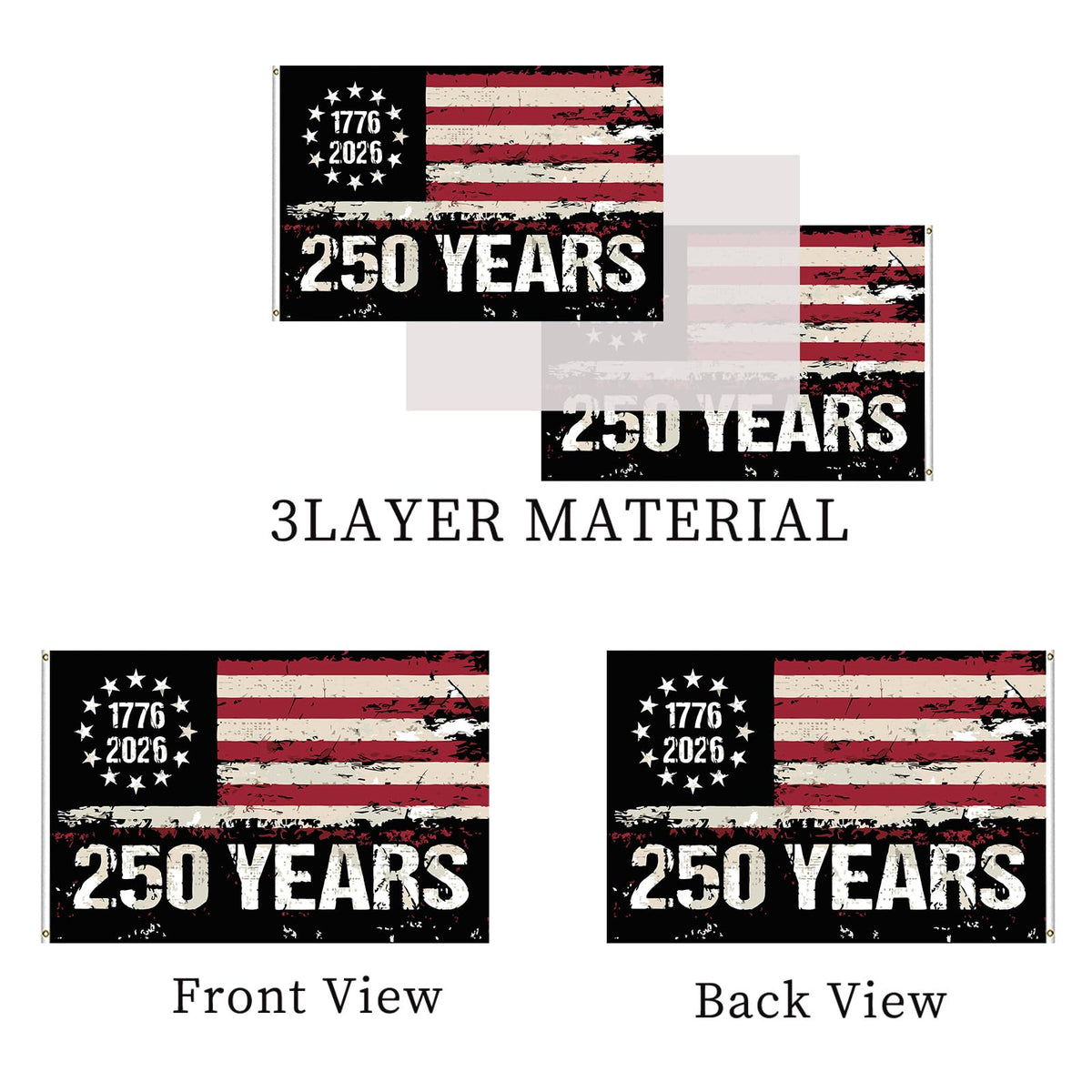 AJJSUE brass grommets on flag header for secure mounting.