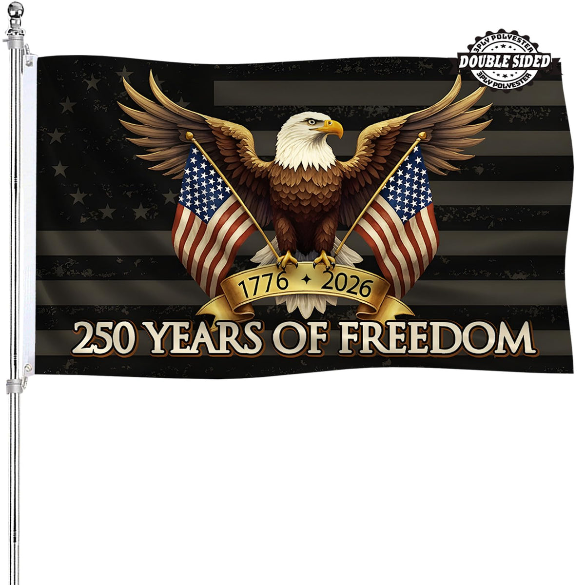 AJJSUE Freedom flag 3x5 double-sided with vivid colors for outdoor display.