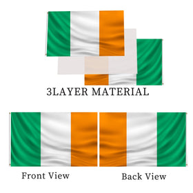 AJJSUE Ireland flag 210D polyester stays vibrant in sun and rain.